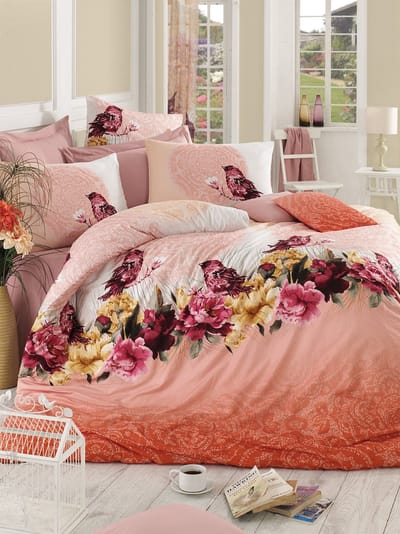Asir Ranforce dubbele dekbedovertrekset – roze/oranje