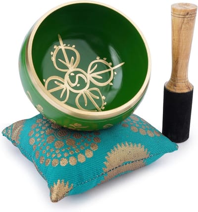 Tibetaanse Zangkom Set Handgemaakt - Meditatie Kom met Strijker en Kussen voor Yoga, Chakra Healing & Stressvermindering