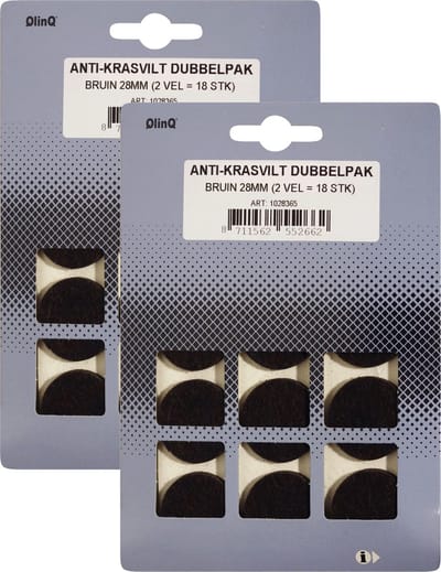 QlinQ Anti-krasvilt - 36x - bruin - 28 mm - rond - zelfklevend - meubel beschermvilt