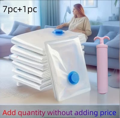 Set van 7 verschillende grootte vacuumzakken + pomp