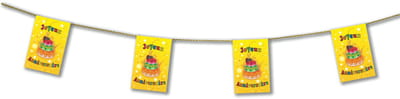 CHRISTIANFABRICATIONS - Papieren Slinger "Happy Birthday Taart" 4,5 m met vlaggetjes