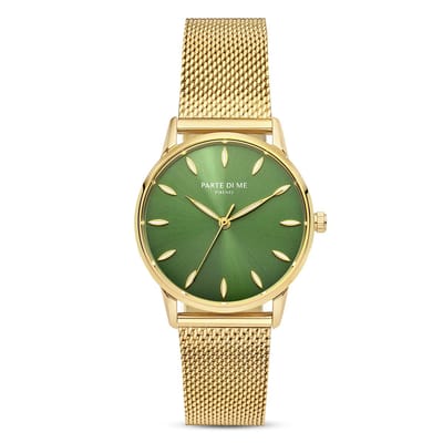 Parte Di Me Orologio rond dames horloge goudkleurig en groen PDM09054