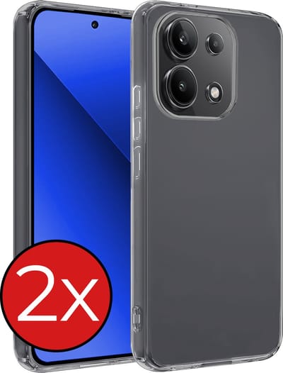 Hoesje - 2 Stuks - Geschikt voor Xiaomi Redmi Note 13 4G - Sterk & Shockproof - Telefoonhoes - Back Cover - Case Siliconen - Telefoon Hoes - Transparant