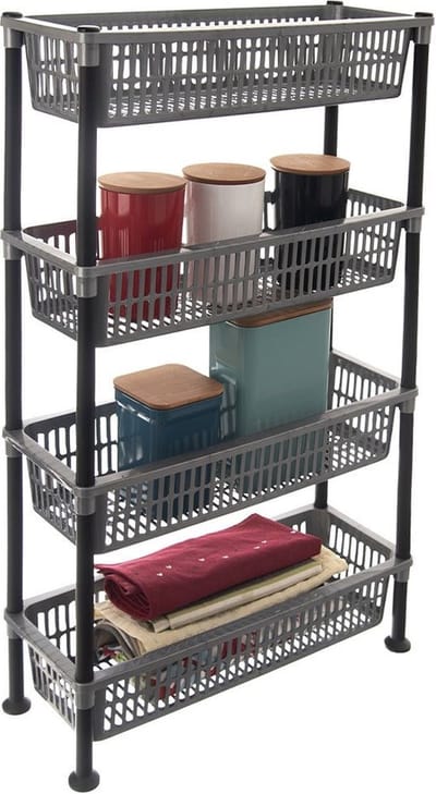 Badkamerrek Smalle 4 Niveaus GREY 50x19,5x83 cm - Opbergrek - Rek - Badkamermeubel - Keukenrek