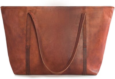 Dames Leren Handtas - Elegante Vintage Shopper voor Laptop tot 16 Inch