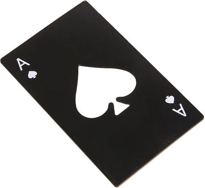 WiseGoods Premium Poker Speelkaarten Design Opener - Flesopener - Gadgets Cadeau - RVS Kaart Bieropener - Mannen Gadget - Zwart