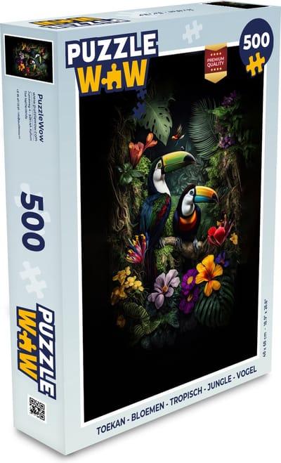 Puzzel Toekan - Bloemen - Tropisch - Jungle - Vogel - Legpuzzel - Puzzel 500 stukjes