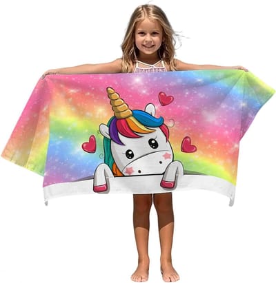 Badhanddoek - Regenboog Eenhoorn - 80 x 160 cm - Sneldrogend Microvezel - Voor Dames en Meisjes