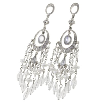 Behave® oorbellen zilverkleur met parelmoer details 11,5 cm – elegante boho stijl