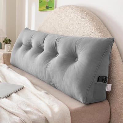 Hoofdkussen Rugsteun - Wigkussen Lezen - Ontspannen Bank - Ademende Stof Ritssluiting - 175x55x15cm - Grijs