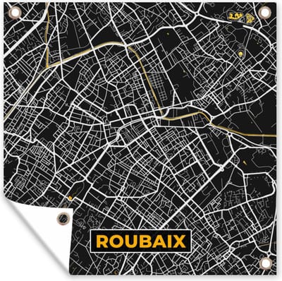 Tuin poster Roubaix - Kaart – Plattegrond – Frankrijk – Stadskaart - 200x200 cm - Tuindoek