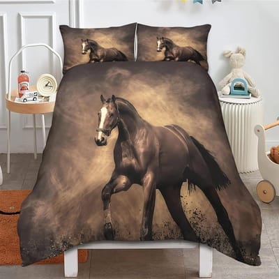 Meisjes Dekbedovertrek Sets Paardrijden Dekbedhoes Dieren Beddengoed Set 2 Delen Voor Kinderen Jongens Kamer Decoratie, Polyester Dekbedhoes Met Kussensloop 100x135cm 2pcs&Duvet Cover