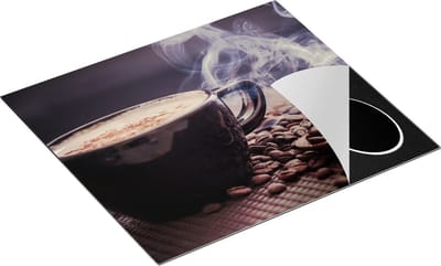 Chefcare Inductie Beschermer Hete Koffie Kop met Koffiebonen - 60x50 cm - Afdekplaat Inductie - Kookplaat Beschermer - Inductie Mat