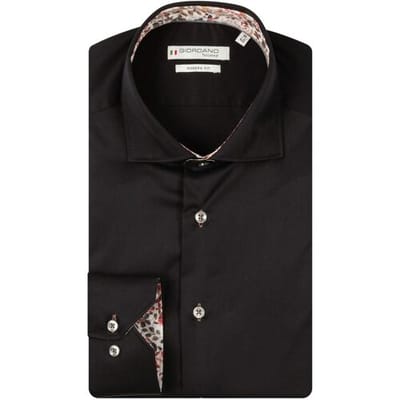 Giordano Overhemd Locarno Semi Cutaway Two-Ply Plain Twill Zwart / male