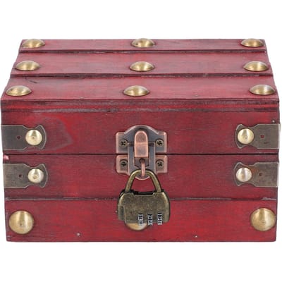 Vintage Houten Opbergdoos 145x120x85mm Multifunctionele Decoratieve Schatkistdoos met 3 Bits rood