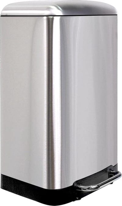 Perel metalen pedaalemmer met uitneembare emmer, solide antislipvoet en versterkte pedaal, ideaal voor thuis en op kantoor, inhoud 30 liter, rechthoekig 61,5 x 32,5 x 34,5 cm, grijs roestvrij staal