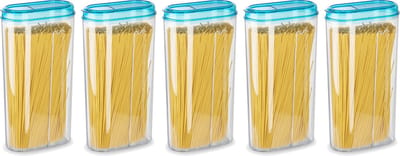 Plasticforte Voedselcontainer strooibus - 5x - blauw - 2350 ml - kunststof - voorraadpotten