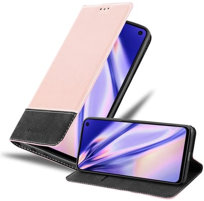 Cadorabo Hoesje geschikt voor Samsung Galaxy S10e in ROSE GOUD ZWART - Beschermhoes met magnetische sluiting, standfunctie en kaartvakje Book Case Cover Etui