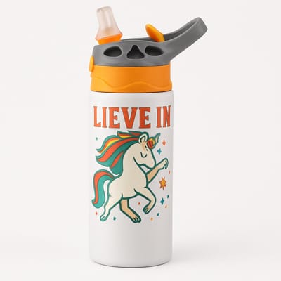 Vurige Bold Neon 'il_1140xN.7502841579_bxlt' Drinkfles – Opvallende Drinkfles voor Stijlvolle Fans - Waterfles voor kinderen (wit/oranje)