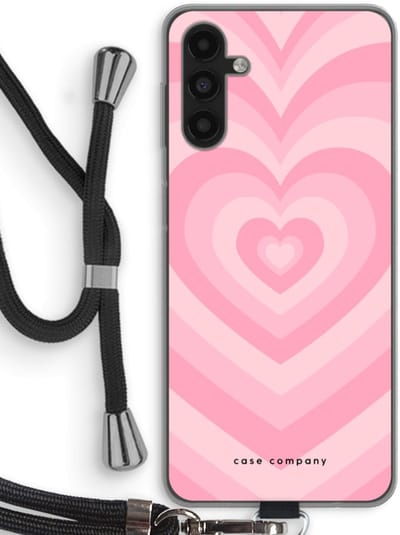 Case Company® - Hoesje met koord geschikt voor Samsung Galaxy A13 5G hoesje met Koord - Hart Roos - Telefoonhoesje met Zwart Koord - Bescherming aan alle Kanten en Over de Schermrand