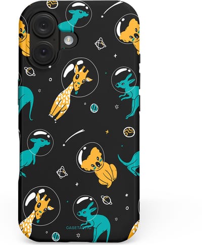Casetastic hoesje geschikt voor Apple iPhone 16 - MagSafe - Dubbellaagse bescherming - Donkere Ruimte Safari - Fashion Case - Zwart Petrol