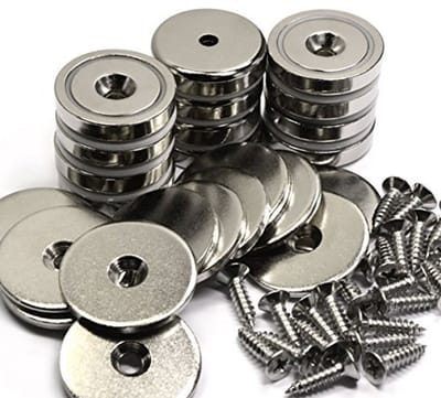 12x Neodymium Bekermagneten met Slagplaten - 36 kg Houdkracht - Ø 3,2 cm