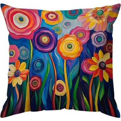 Abstracte Bloemen Kussenhoes Bedrukt Polyester 45X45Cm Sierkussenhoes Decoratieve Bankkussenhoes Huisdecoratie Peach skin 18*18(CM)-1Pcs