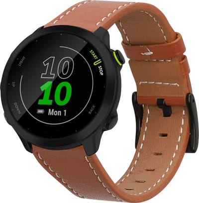 kwmobile lederen horlogebandje geschikt voor Garmin Forerunner 55 polsband - Echt leren smartwatch bandje - Activity tracker horloge band in bruin