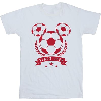 Disney Jongens Mickey Voetbalhoofd T-Shirt (Wit)