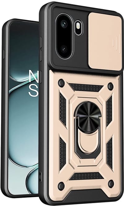 Coverup Hoesje - Geschikt voor OnePlus 15R Hoesje - Coverup Armor Ring Kickstand Back Cover met Camera Shield - Goud