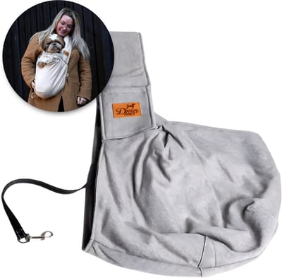 Dogs&Co® Slingbag - Draagtas grijs - Buikdrager – Schouder tas – Hond – Kat – Tot 8 kilo – Extra sterk – Meer draagcomfort voor mens en hond