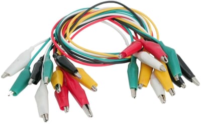 Set van 10 mini krokodillenklemmen met 37 cm kabel - diverse kleuren jumper leads voor elektrische verbindingen - handig en compact clipset [20143]