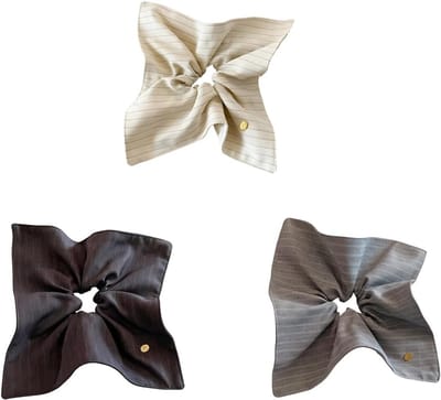 Set van 3 Retro Scrunchies voor Dames - Elastische Haarbanden met Strepen en Hoofddoek Accessoires voor een Modieuze Look
