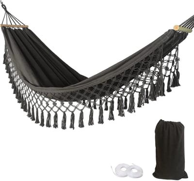 Mila Shop Hangmat - Ibiza style - Hangmat ophangsysteem - Verdikte schommel hangmat - Outdoor - Camping - Tuin - Anti rollover - 200x100cm - belastbaar tot 150kg - Grijs