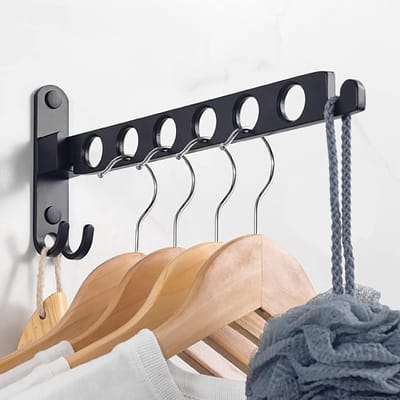 Wanddroogrek, verborgen opklapbaar droogrek, 90° draaibaar en opklapbaar wanddroogrek, geschikt voor balkons, badkamers en hotels.
