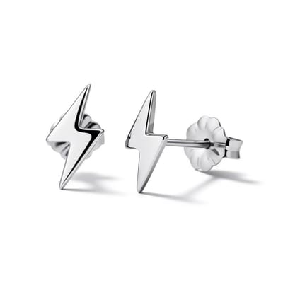 Aramat Jewels | Oorbellen | Oorbellen – Titanium Bliksem Flits Zilverkleurig (11x6mm) | | | |6mm | Titanium | Kinderen, Volwassenen | Verkleurd niet