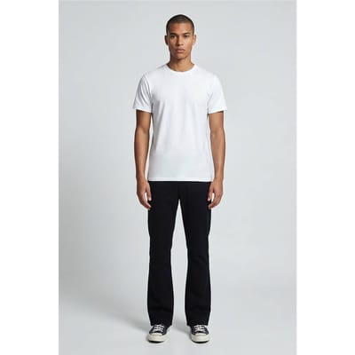 Slim Flare Broek Met Half & Half Tailleband In Gewassen Twill | Black | Size XS