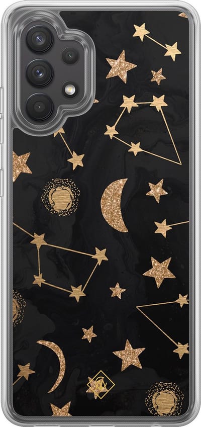 Casimoda® hoesje - Geschikt voor Samsung Galaxy A32 4G - Counting The Stars - 2-in-1 case - Schokbestendig - Sterren - Verhoogde randen - Zwart, Transparant