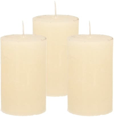 Atmosphera Stompkaars - 3x - ivoor wit - 5 x 8 cm - klein rustiek model - cilinderkaars - kaars