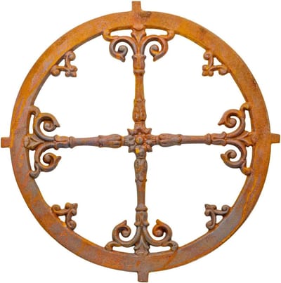Schuurraam Ijzer - Decoratieve raam - Tuin decoreren - Antieke stijl - 57 x 57 cm - Roestbruin