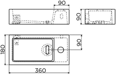 Clou Flush 3 fontein 36x18cm met kraangat rechts mat it. zand keram