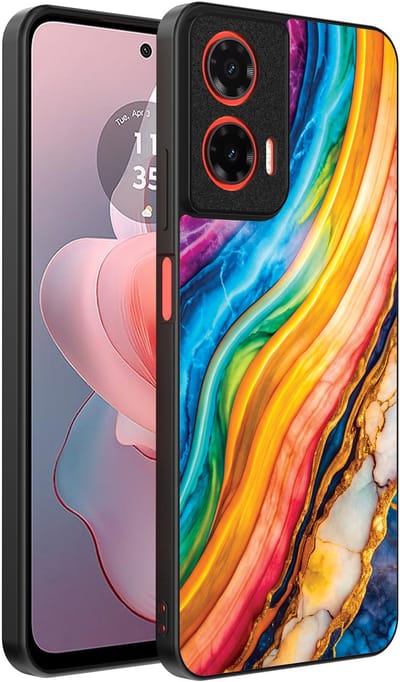 Smartphonica Telefoonhoesje Geschikt voor Motorola Moto G Power 2024 met Regenboog Goud Marmer Opdruk - TPU Backcover Case Rainbow Gold Marble Design geschikt voor Motorola Moto G Power 2024