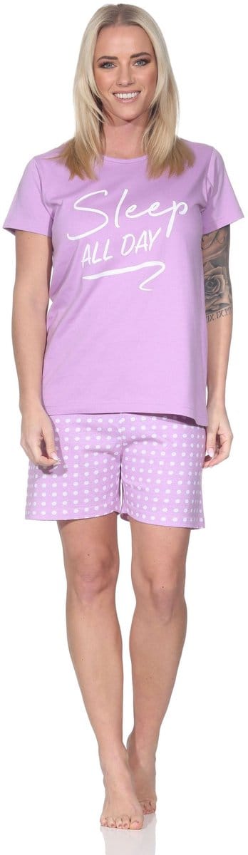 Normann damespyjama met korte mouwen en korte pyjamabroek in ruitmotief