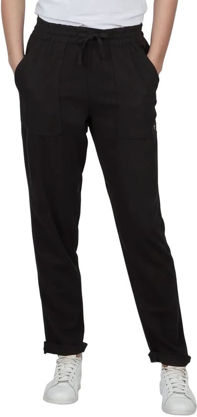 DENIMFY Dames Chino Broek DFLinda regular/straight Zwart M Volwassenen dames linnen broek / zomerbroek