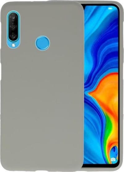 Bestcases Color Telefoonhoesje - Backcover Hoesje - Siliconen Case Back Cover voor Huawei P30 Lite - Grijs
