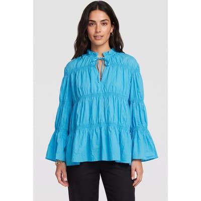 ARKET Zaida Light Tencel Shirt Turquoise Size: XXS | Long-Sleeved Tops Outlet | Dames | Blauw