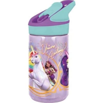 Unicorn Academy Tritan Premium Drinkfles - 480 ml – Sluit goed af – Drinkfles voor kinderen – Paars/Turquoise