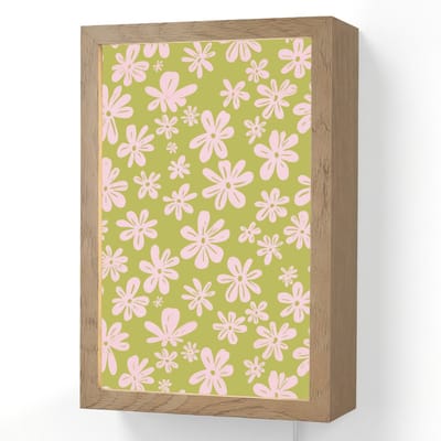 Wandlamp 20x30 cm - Oplaadbaar - Bloemen - Roze - Getekend - Patroon - Wandlampen binnen woonkamer - Slaapkamer lamp met kabel - Decoratieve nachtlamp - Vloerlamp snoer
