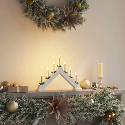 vidaXL - Kerst - Kaarsbrug - 7 - LED's - Warmwit - 39,5 - x - 5 - x - 29 - cm