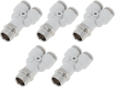 Verbindingselementen voor Luchtleidingen 1/4" Hex Head Snelle Koppeling Plastic Metaal 12,7mm BSPT 5 Stuks Wit Zilver Tone voor Luchtcompressor en Pneumatische Systemen